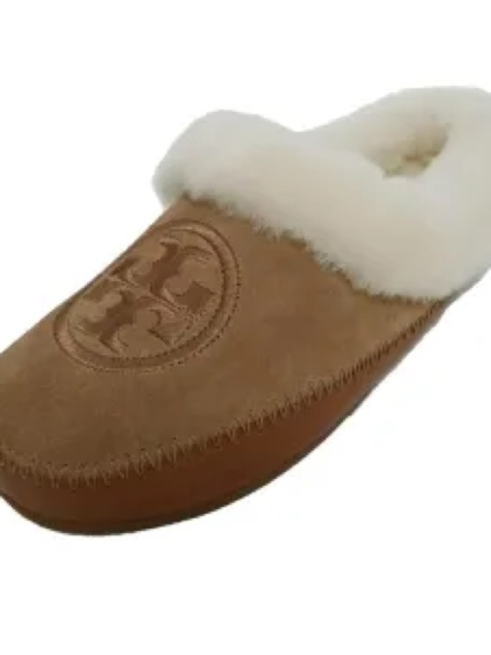 Tory Burch Women's Coley 2 Slippers in Natural Suede - Shearling Leather Size 7